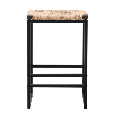 2 Water Hyacinth Woven Bar Stools With Footrest