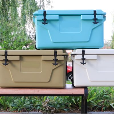 Khaki Color Ice Cooler Box 65Qt Camping Ice Chest Beer Box Outdoor Fishing Cooler