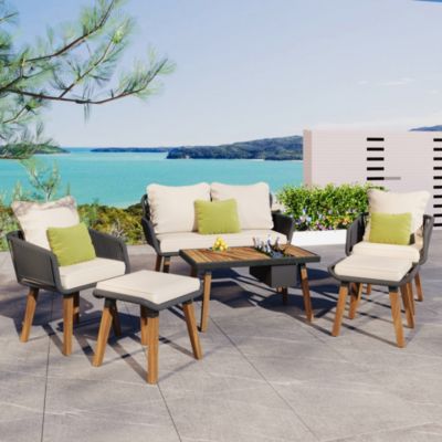 Streamdale Coastal Farmhouse Rope Woven Patio Set