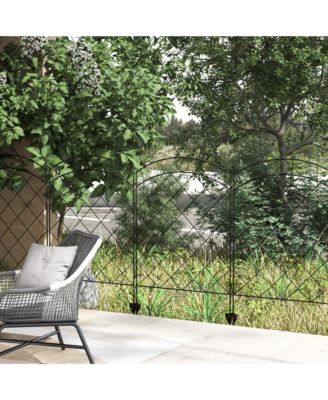 Decorative Black Wire Grid Garden Fence Panels with Arches and Rings