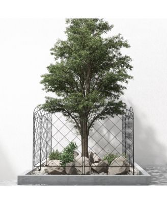 Decorative Black Wire Grid Garden Fence Panels with Arches and Rings