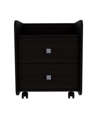 Aura Nightstand, Metal Handle, Two Drawers, Superior Top