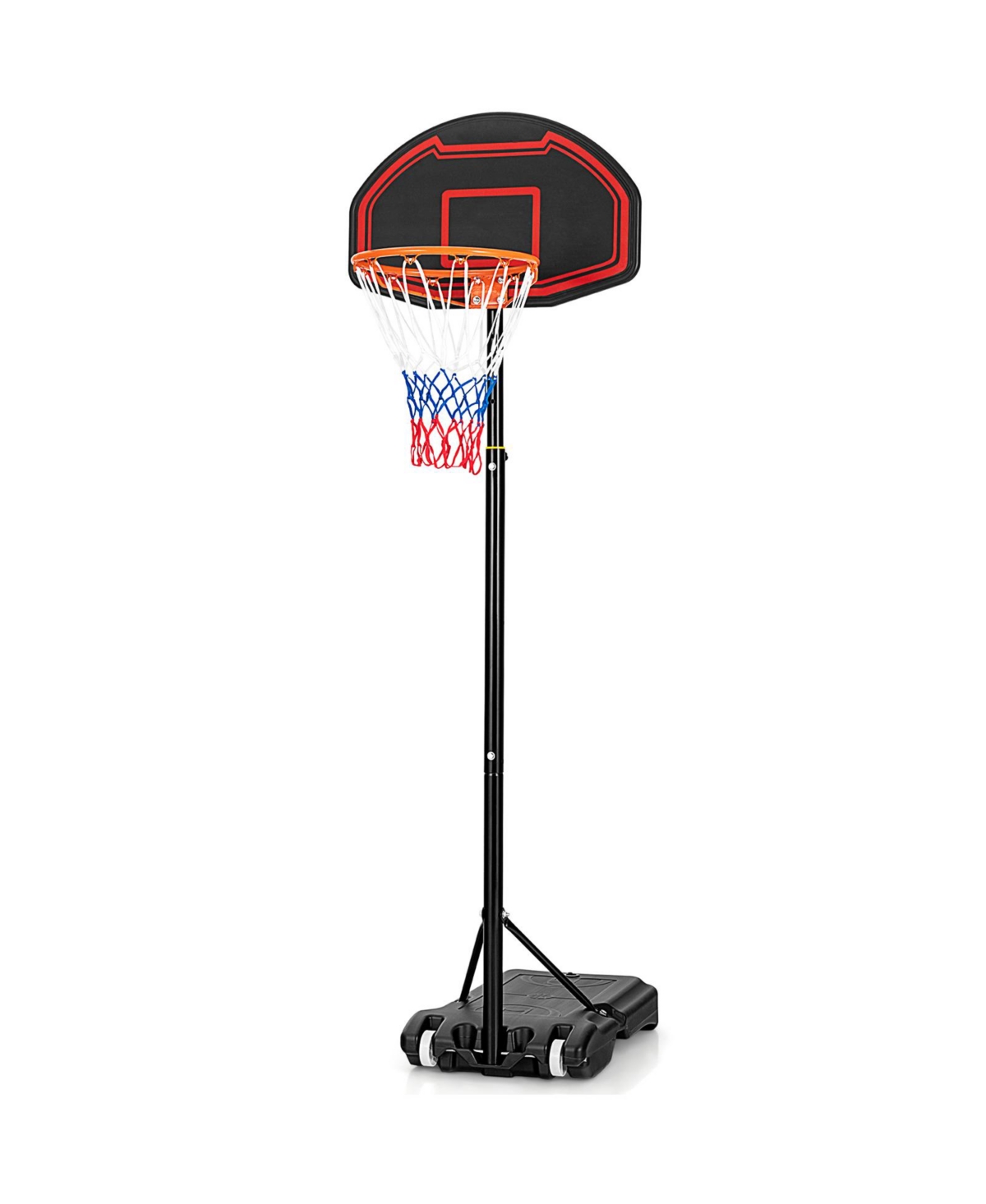 Slickblue Adjustable Kids' Basketball Hoop Stand with Durable Net and Wheel - Red
