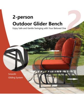 Patio 2-Person Glider Bench Rocking Loveseat with Cushioned Armrest