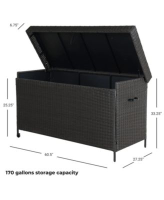 170 Gallon Deck Storage Box Deck Box Outdoor Storage Box Indoor Wicker Storage Bin Patio Storage Box for Patio Furniture Cushions Toys Garden Tools Pool Accessories, Dark Brown