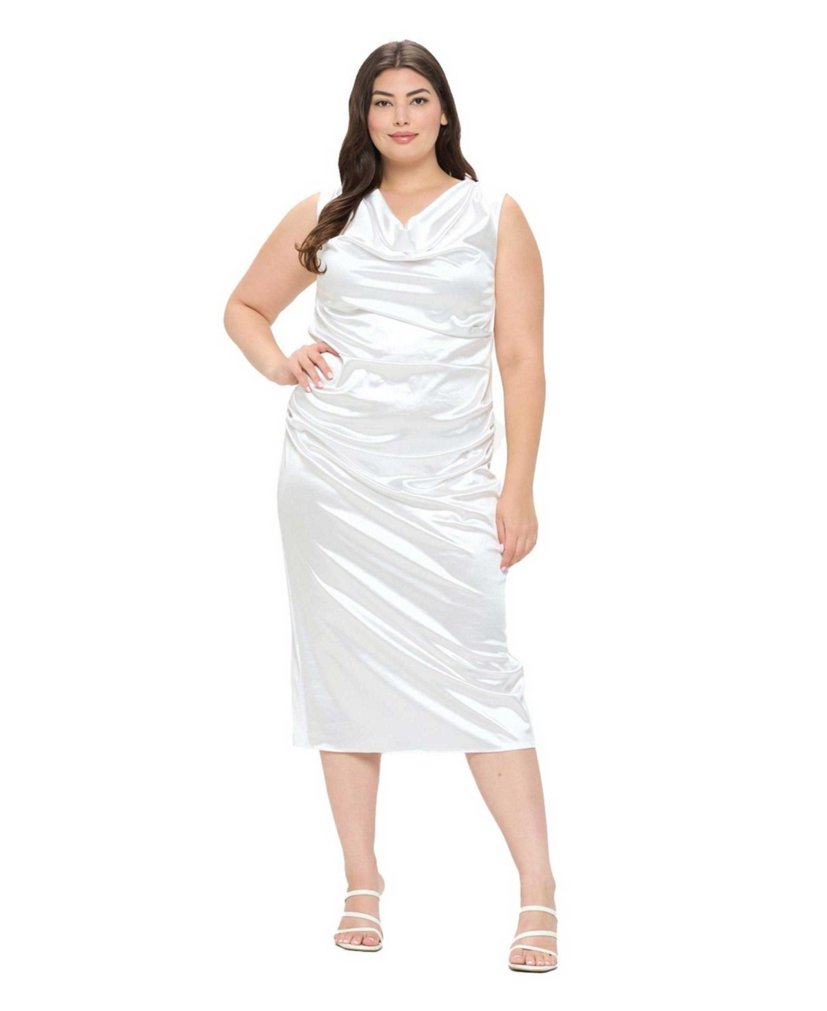 L I V D Plus Size Topanga Satin Stretch Cowl Dress