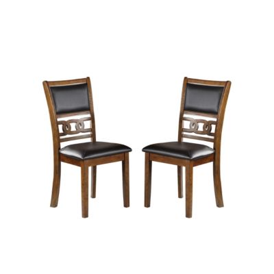 Set Of 2 Upholstered Dining Chair In Walnut Finish