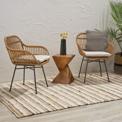 Modern Rattan Chair with Water-Resistant Cushions