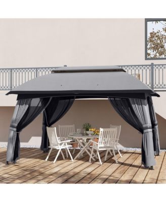 Spacious Outdoor Gazebo with Mesh Netting for Group Activities and Protection
