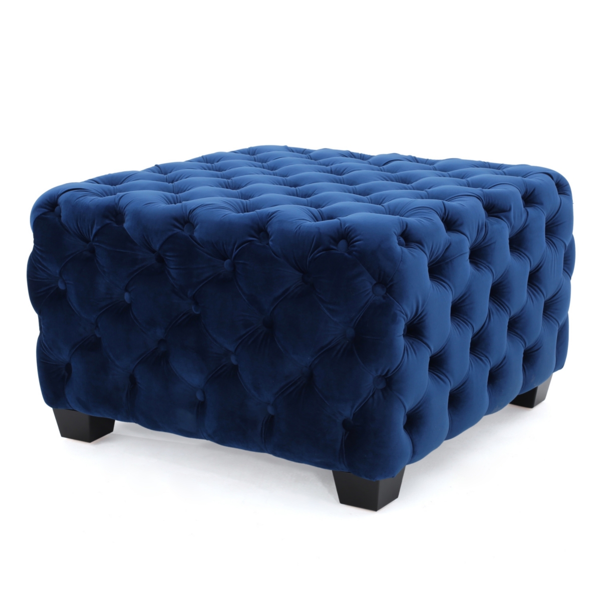 Streamdale Furniture Modern Velvet Glam Ottoman with Diamond Stitching