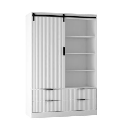 Streamdale Modern 4-Drawer 4-Shelf Sliding Barn Door Wardrobe Armoire