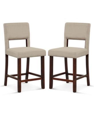 2 Piece Bar Chair Set with Hollowed Back and Rubber Wood Legs