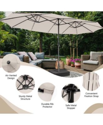 Double-Sided Patio Umbrella with 48 LED Lights for Evening Outdoor Shade