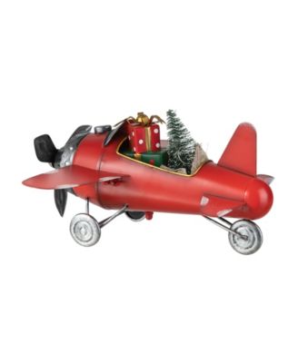 14 L Christmas Metal Airplane with Gifts Table D&eacute;cor