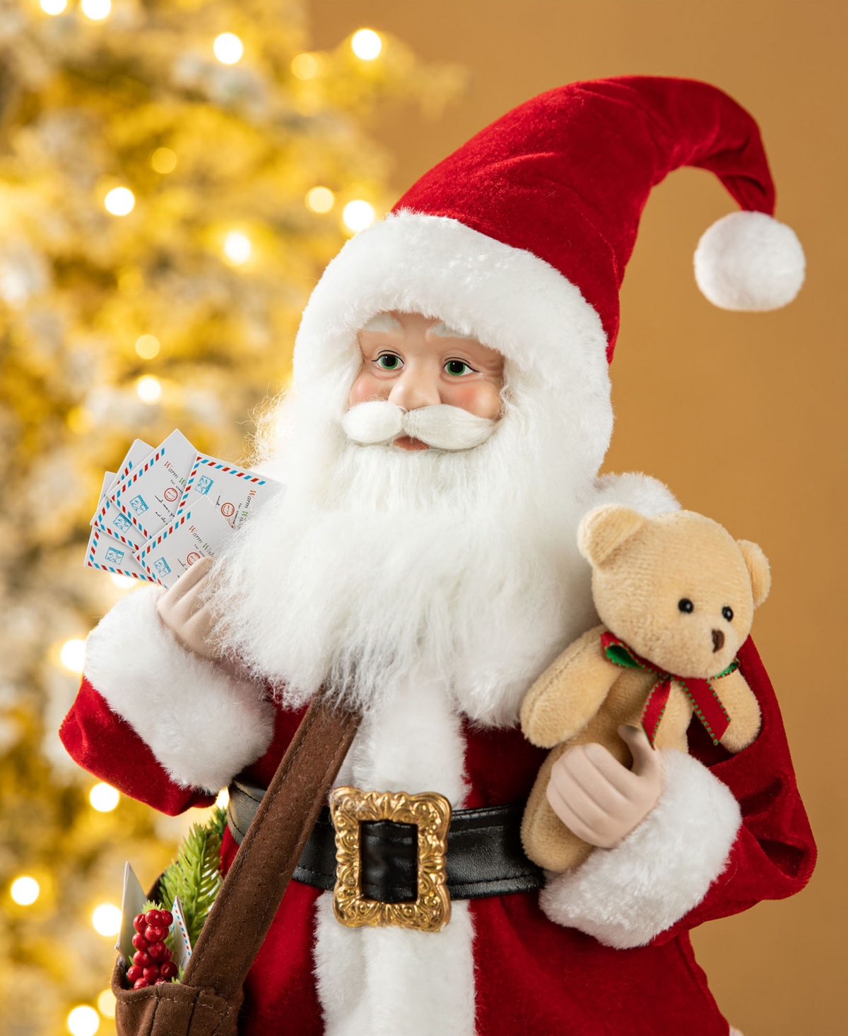 Glitzhome 18 H Christmas Mail Santa Figurine With Porcelain Face In Multi