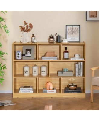 8 Cube 3-Tier Open Wooden Bookshelf Toy Storage Organizer with Anti-toppling Kits