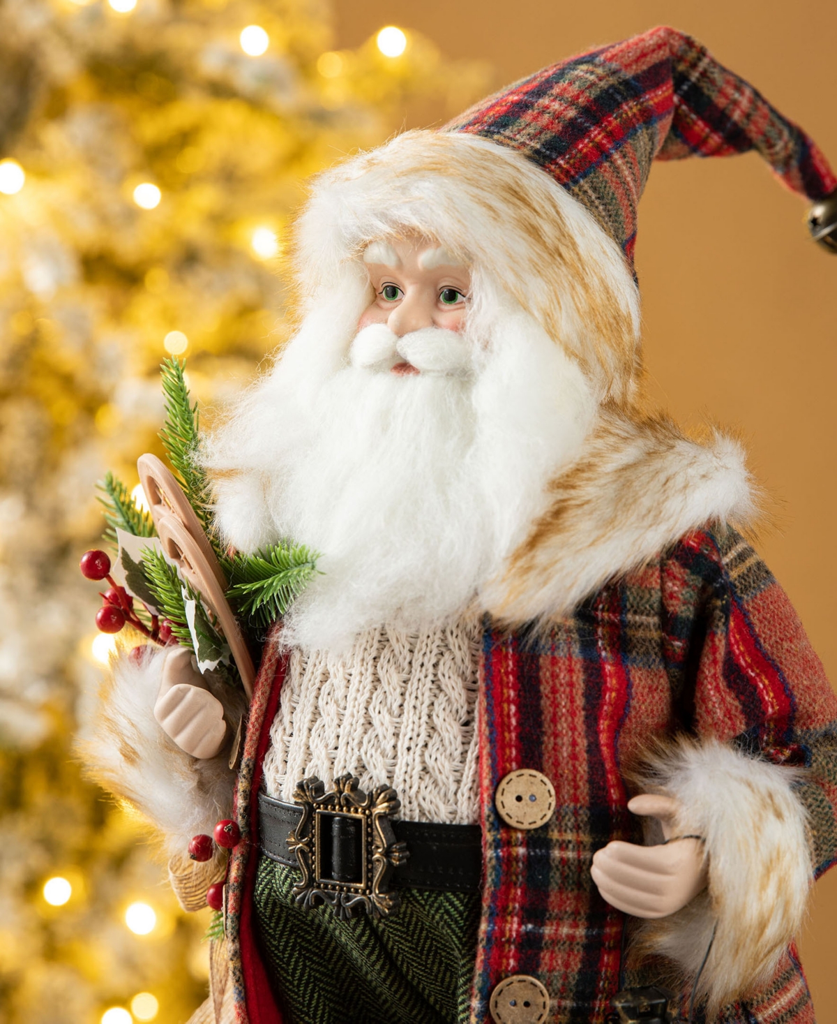 Glitzhome 18 H Christmas Woodland Santa Figurine With Porcelain Face In Multi