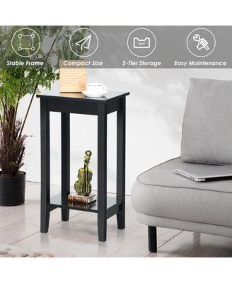 2-Tier Nightstand End Side Table Coffee Table Wooden Legs Bedroom