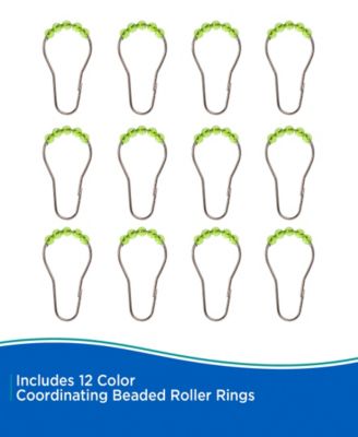 Medium Weight Peva Shower Curtain Liner and Beaded Roller Ring Set