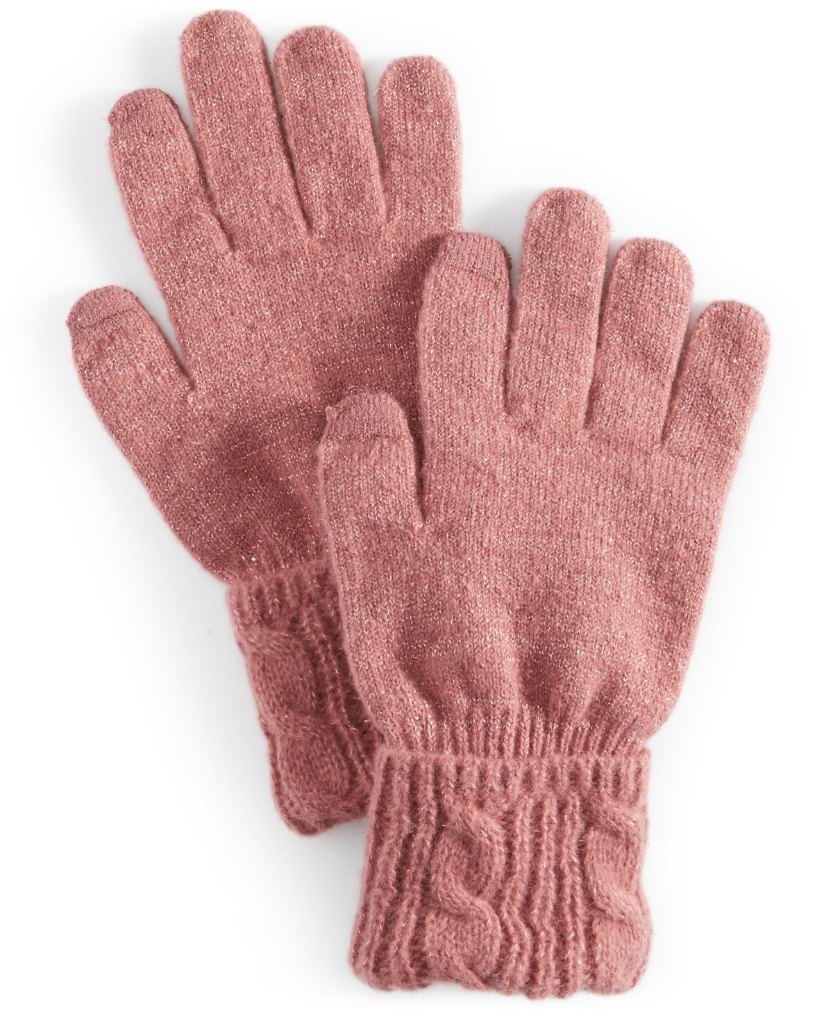Style & Co Shine Cable Knit Tech Gloves, Created for Macy's