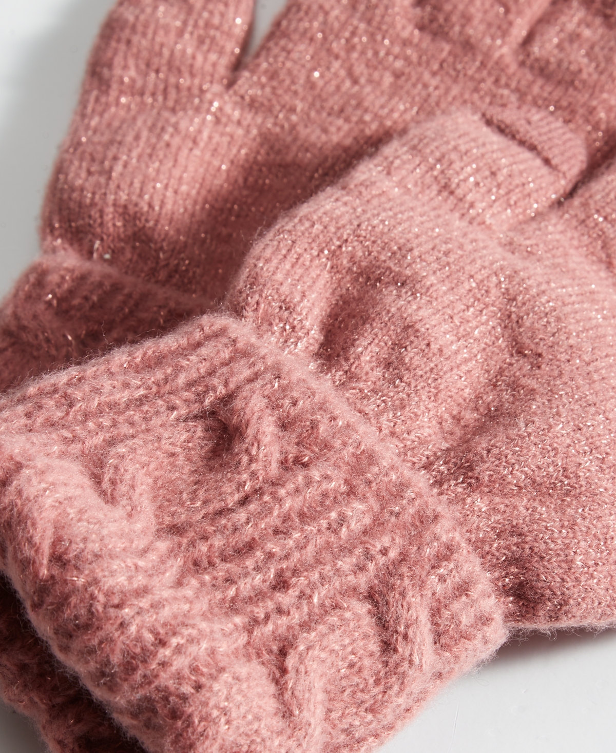 Style & Co Shine Cable Knit Tech Gloves, Created for Macy's