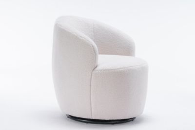 Teddy Fabric Swivel Barrel Chair with Metal Ring