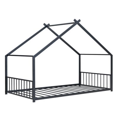 Streamdale Twin Size Metal House Bed, Black