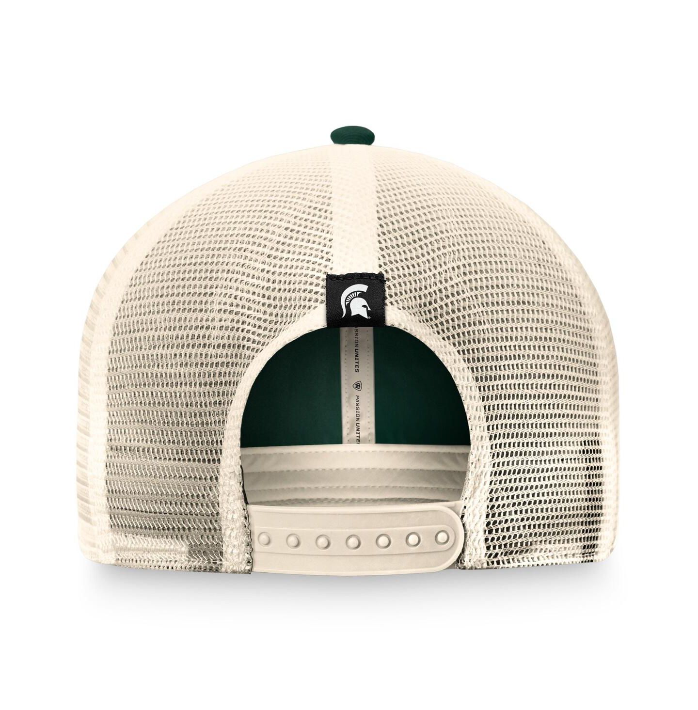 Мужская кепка Top of the World Green Michigan State Spartans Refined Trucker Adjustable Hat — фото 2