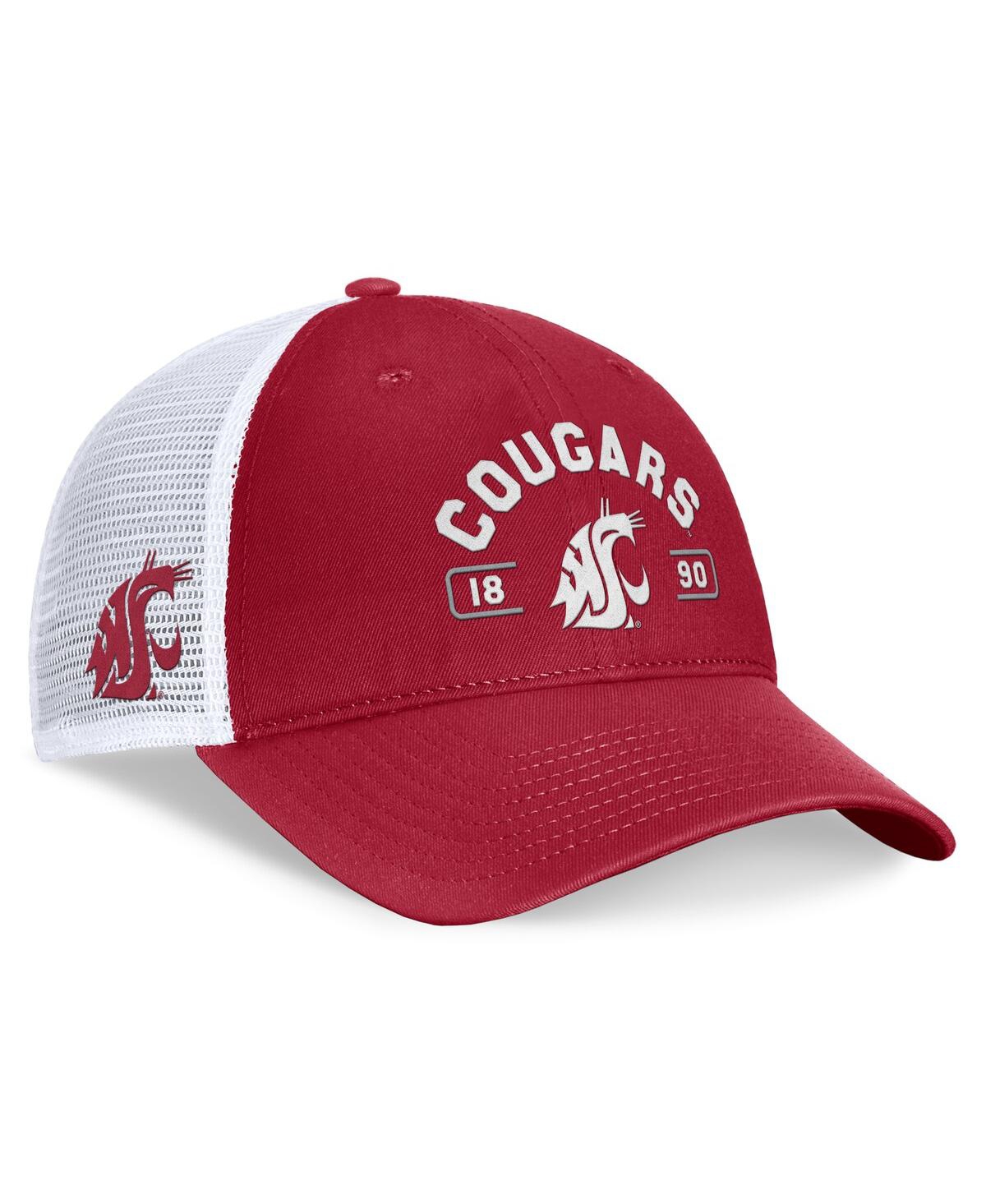 Men's Crimson/White Washington State Cougars Free Kick Trucker Adjustable Hat - Crimson, White