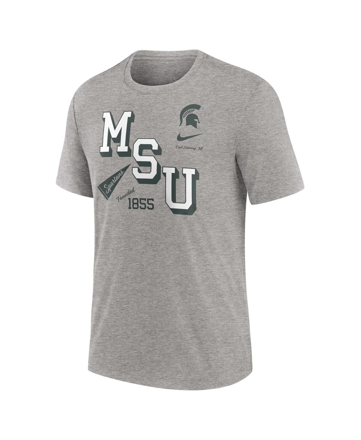 Nike Men's Heather Gray Michigan State Spartans Blitz Roll Call Tri-blend T-shirt In Heather Gray