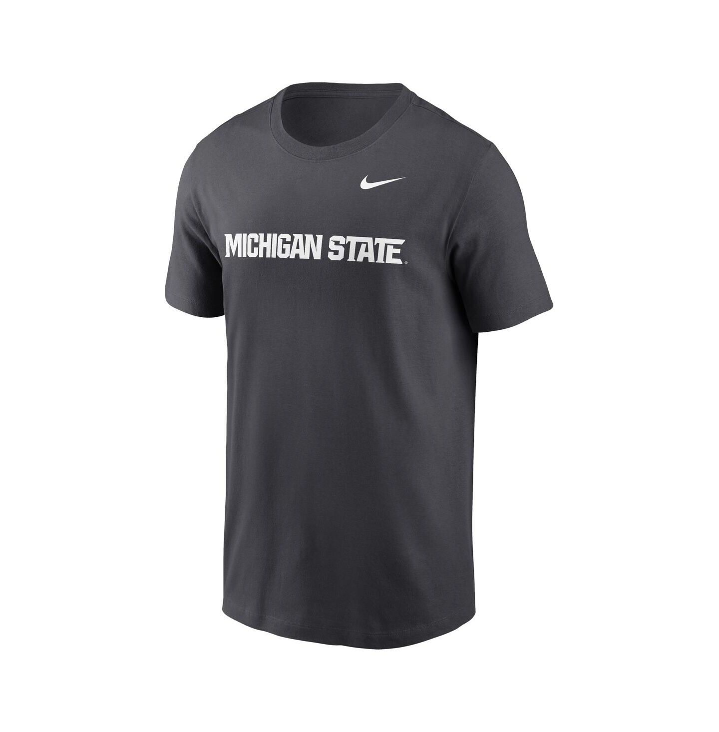 Мужская футболка Nike Michigan State Spartans Primetime Evergreen Wordmark, цвет: Меланжевый серый — фото 6