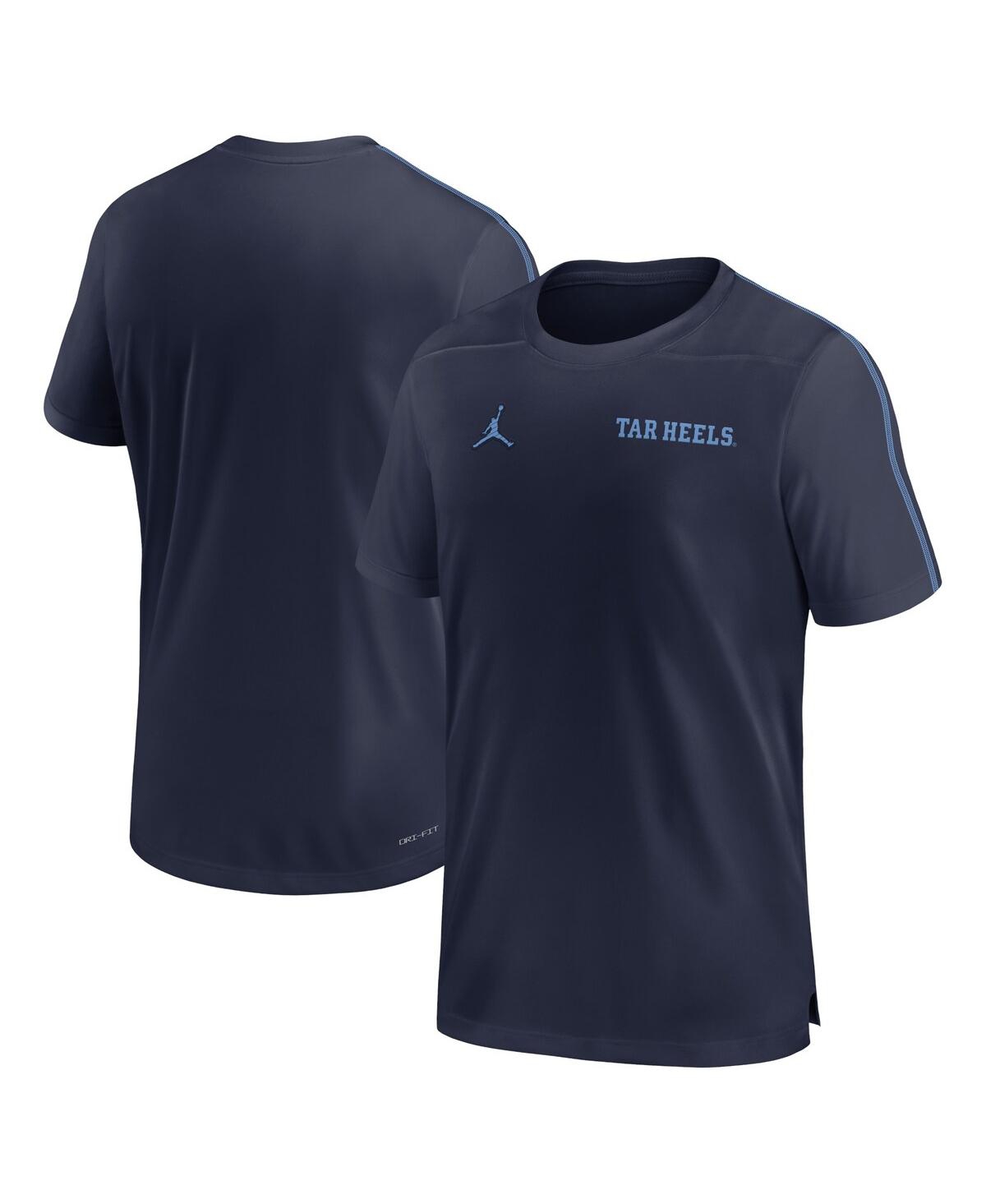 Jordan Men's North Carolina Tar Heels 2024 Sideline Coach Performance Top In Navy,light Blue
