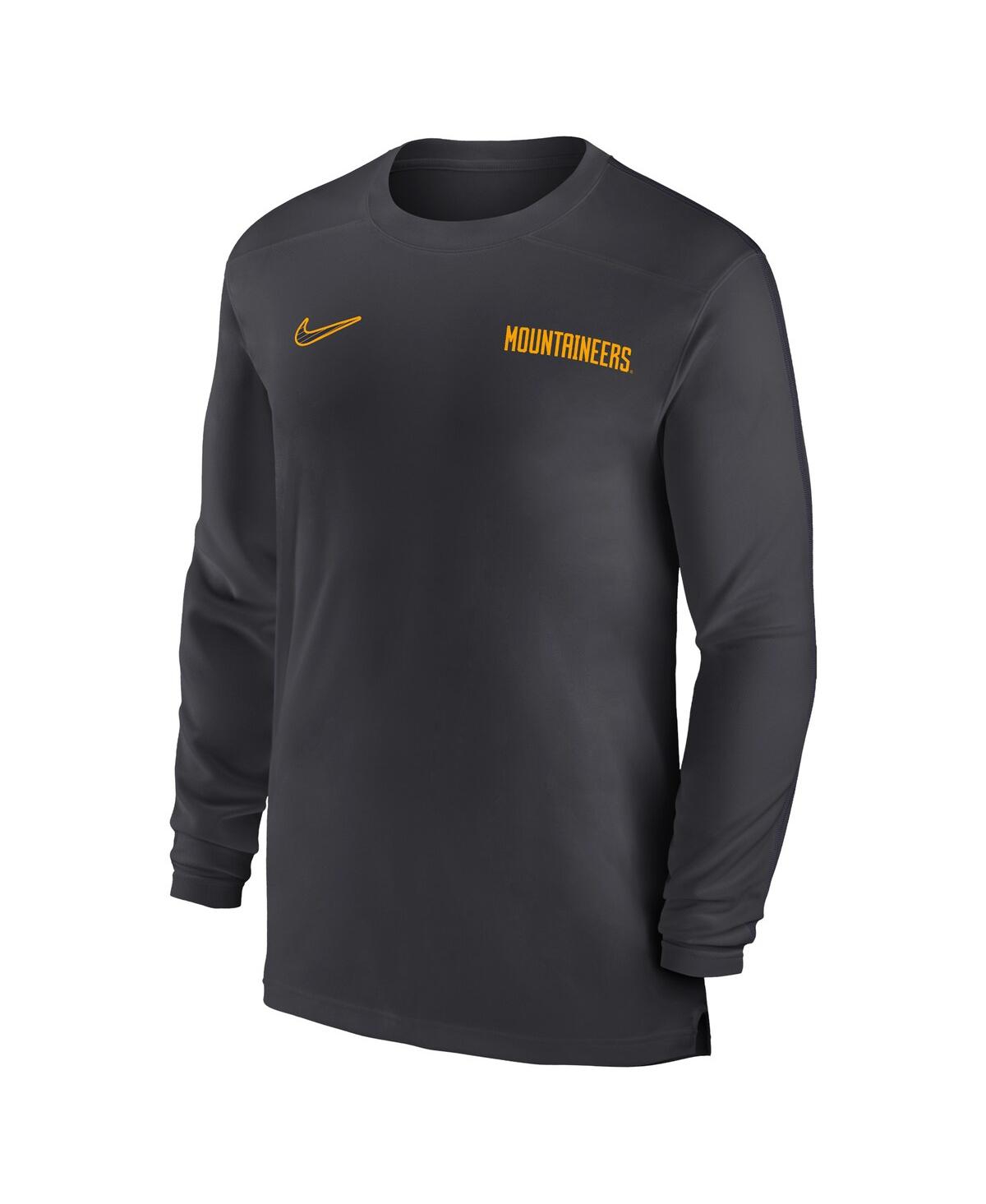 Nike Men's Anthracite West Virginia Mountaineers 2024 Sideline Coach Uv Performance Long Sleeve T-shirt In Anthracite,navy