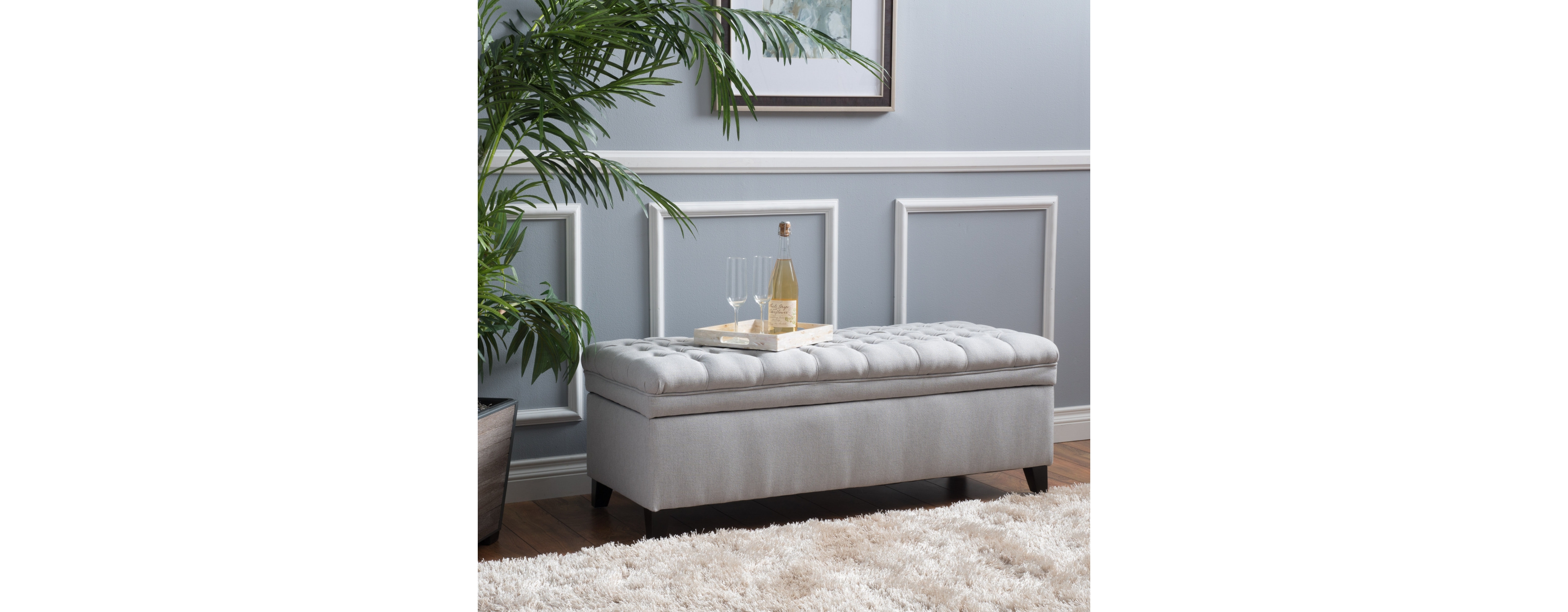 Streamdale Furniture Juliana Light Gray Storage Ottoman for Living Room (50" D x 20.5" W x 18.3" H)