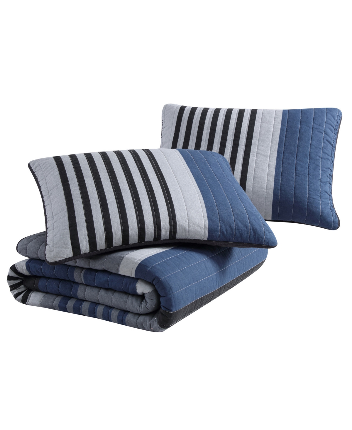 Nautica Rendon Reversible 2 Piece Quilt Set, Twin In Charcoal