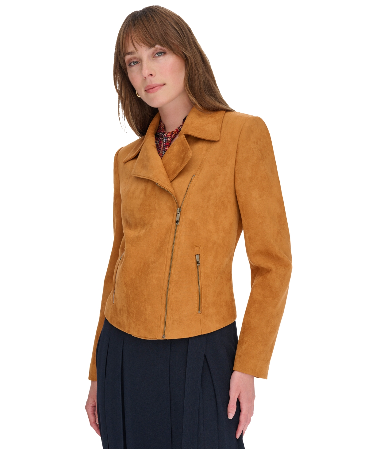 Tommy Hilfiger Women's Faux-Suede Moto Long-Sleeve Jacket