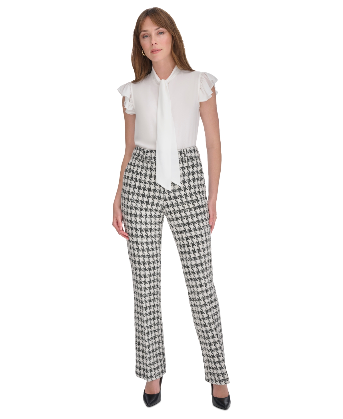 Tommy Hilfiger Women's Houndstooth Sutton Pants -pearl