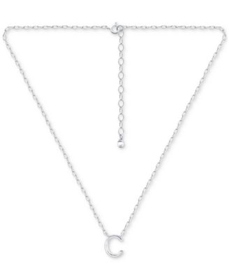 Initial C Pendant Necklace in Sterling Silver, 16" + 2" extender