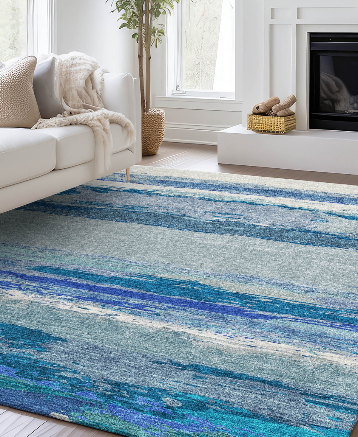Dalyn Trevi Washable Tv8 9'x12' Area Rug In Blue