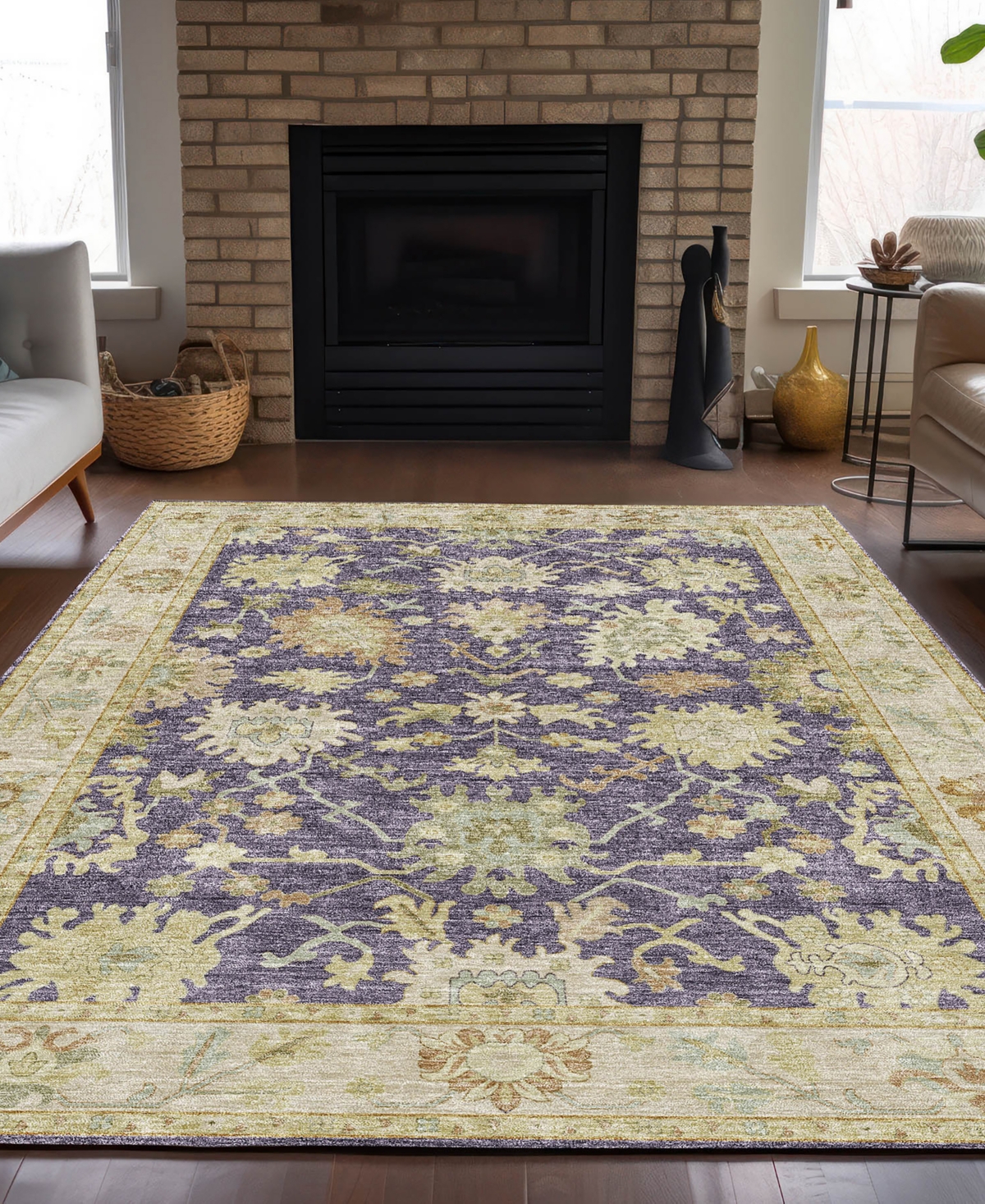 Dalyn Hatay Washable Hy2 3'x5' Area Rug In Eggplant