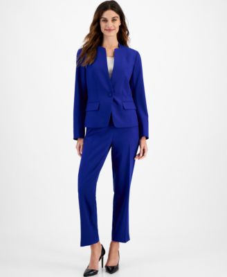 Le Suit - Women's Stand-Collar One-Button Pantsuit, Regular & Petite Sizes