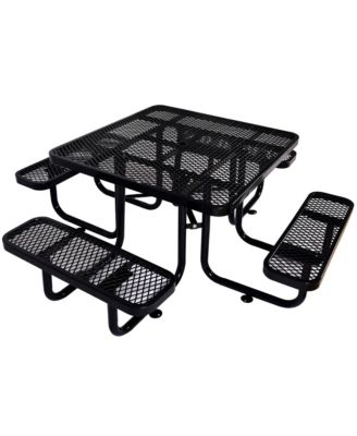 Streamdale Square Outdoor Steel Picnic Table 46" black, with umbrella pole