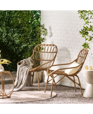 Streamdale Modern Boho Faux Rattan Accent Patio Chairs (Set of 2)