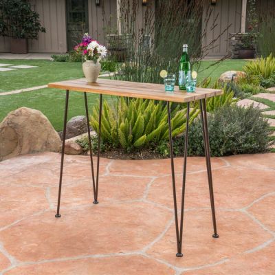Streamdale Chic Industrial Teak Acacia Wood Outdoor Bar Table