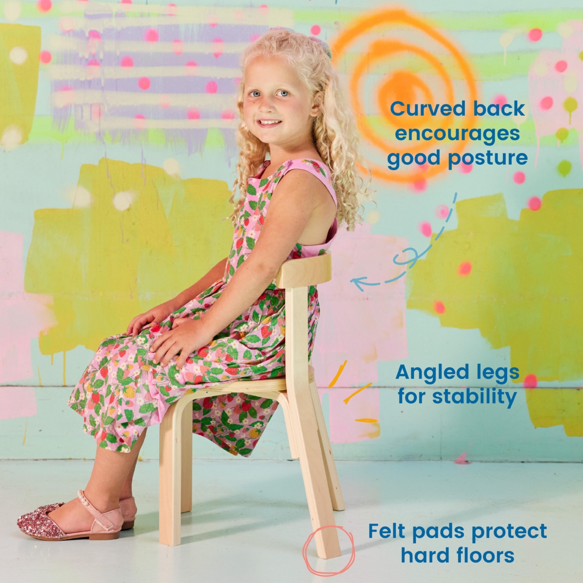 ECR4Kids Bentwood Round Table and Curved Back Chair Set, Earthtone, 5-Piece