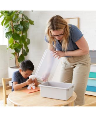 Cubby Storage Bin with Lid, Blue, 10-Piece
