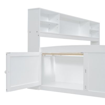 Streamdale White Full-Size Wood Daybed with Cabinet Storage