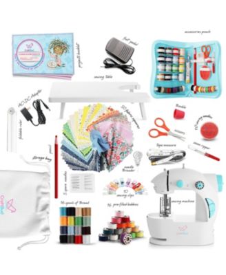 Mini Portable Sewing Machine & Complete Supplies Kit for Beginners and Kids - 122 Piece