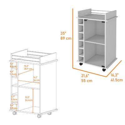 Savannah 6-Bottle 3-Shelf Bar Cart