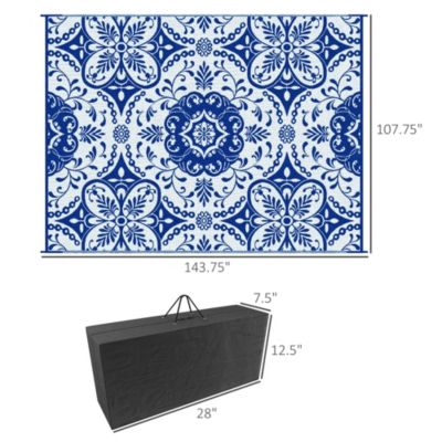 Outdoor Rug & Bag, 9' x 12' Plastic Rug, & Floral